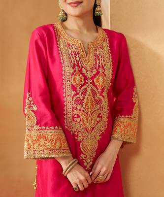 Hot pink kurta with salwar and dupatta 5