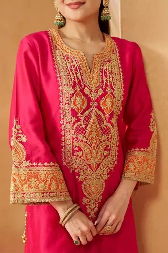 Hot pink kurta with salwar and dupatta