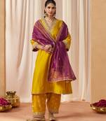 Mustard yellow chauga with salwar with dupatta