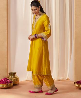 Mustard yellow chauga with salwar with dupatta 2