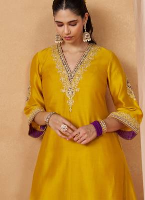 Mustard yellow chauga with salwar with dupatta 4