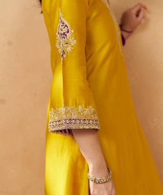 Mustard yellow chauga with salwar with dupatta 5