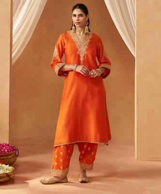 Burnt orange chauga with salwar and dupatta 3