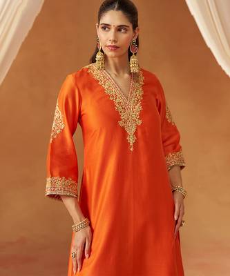 Burnt orange chauga with salwar and dupatta 5