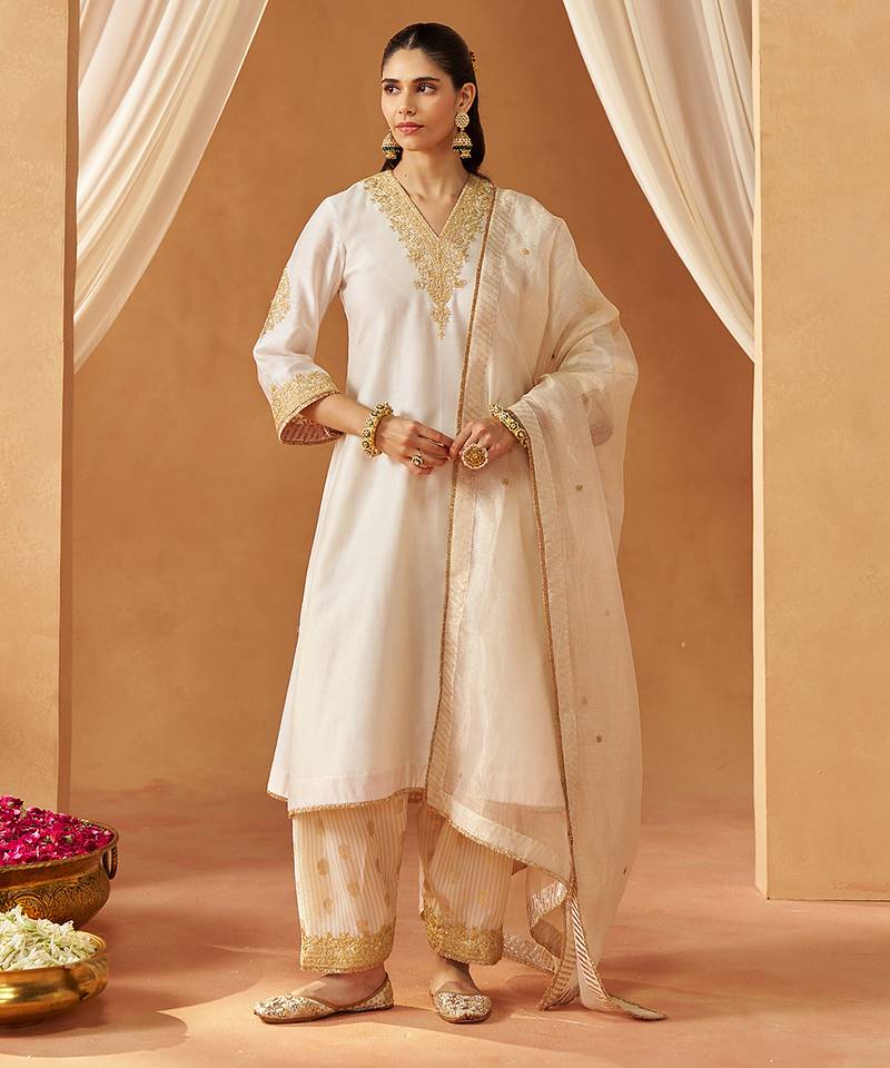 Daisy ivory chauga with salwar and dupatta