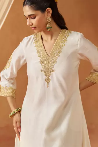 Daisy ivory chauga with salwar and dupatta
