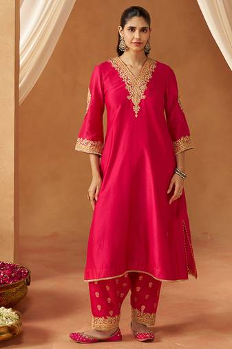 Hot pink with dupatta chauga and dupatta