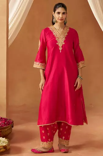 Hot pink with dupatta chauga and dupatta