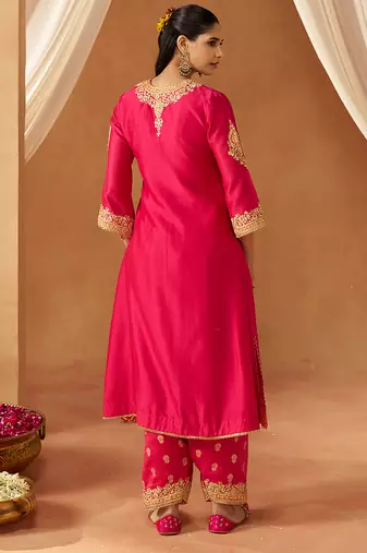 Hot pink with dupatta chauga and dupatta