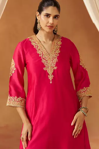 Hot pink with dupatta chauga and dupatta