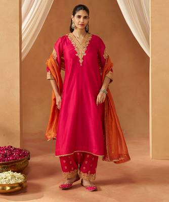 Hot pink with dupatta chauga and dupatta 4