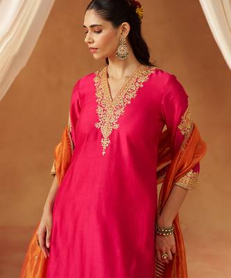 Hot pink with dupatta chauga and dupatta 5