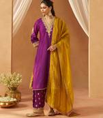 Deep purple chauga with salwar and dupatta