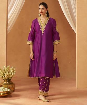 Deep purple chauga with salwar and dupatta 2