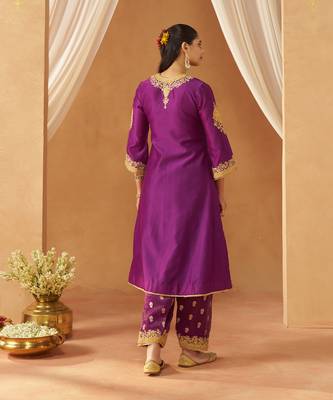 Deep purple chauga with salwar and dupatta 3