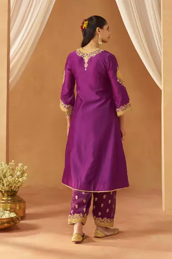 Deep purple chauga with salwar and dupatta