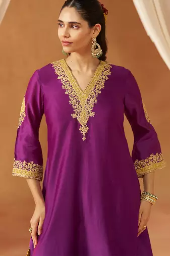 Deep purple chauga with salwar and dupatta
