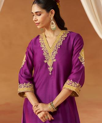 Deep purple chauga with salwar and dupatta 5