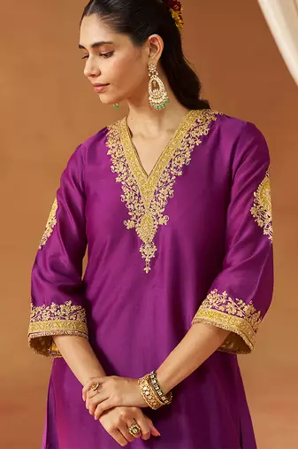 Deep purple chauga with salwar and dupatta