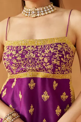 Deep purple kurta with gharara and dupatta