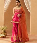 Hot pink kurta with gharara and dupatta