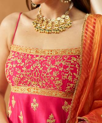 Hot pink kurta with gharara and dupatta 2