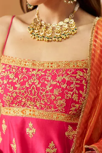 Hot pink kurta with gharara and dupatta