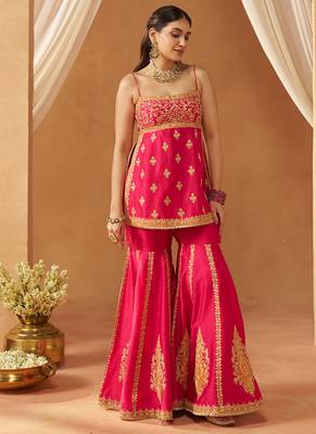 Hot pink kurta with gharara and dupatta 3