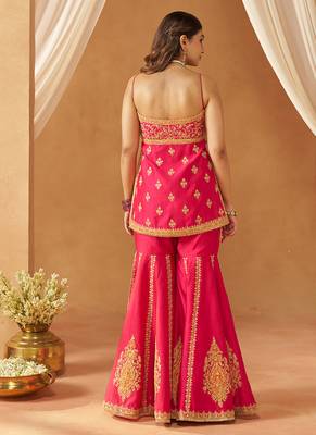 Hot pink kurta with gharara and dupatta 5
