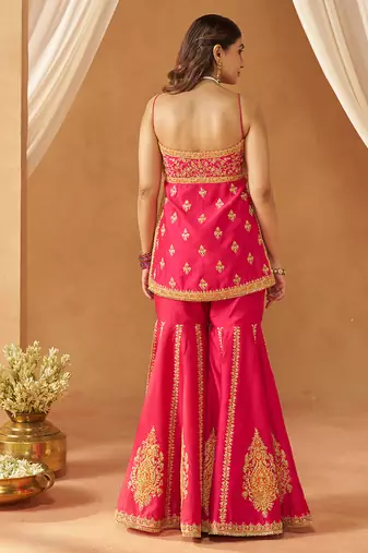 Hot pink kurta with gharara and dupatta