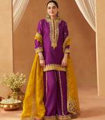 Deep purple kurta with sharara and dupatta