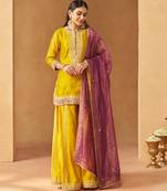 Mustard yellow kurta with sharara and dupatta