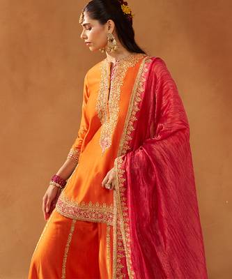 Burnt orange kurta with sharara and dupatta 2