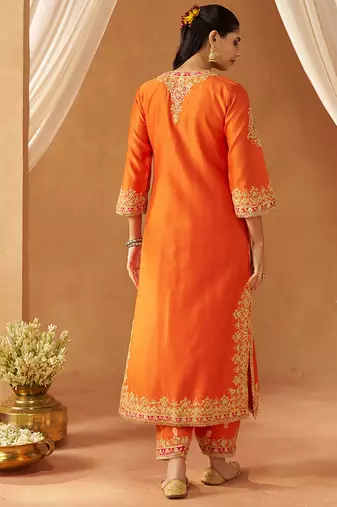Burnt orange kurta with salwar and dupatta
