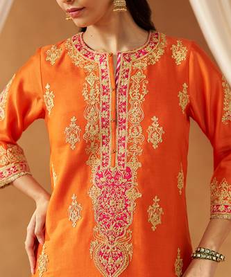 Burnt orange kurta with salwar and dupatta 4
