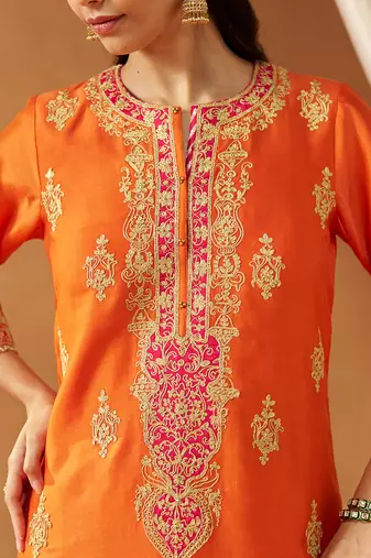 Burnt orange kurta with salwar and dupatta