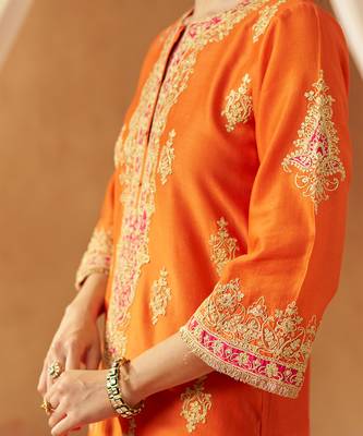 Burnt orange kurta with salwar and dupatta 5