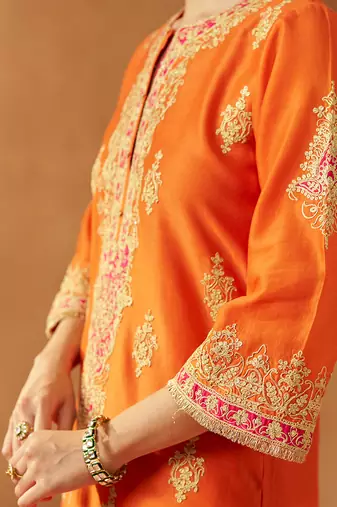 Burnt orange kurta with salwar and dupatta
