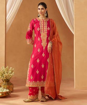 Hot pink kurta with salwar and dupatta 1