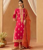Hot pink kurta with salwar and dupatta