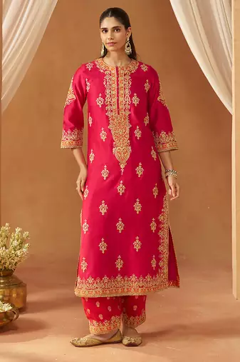 Hot pink kurta with salwar and dupatta