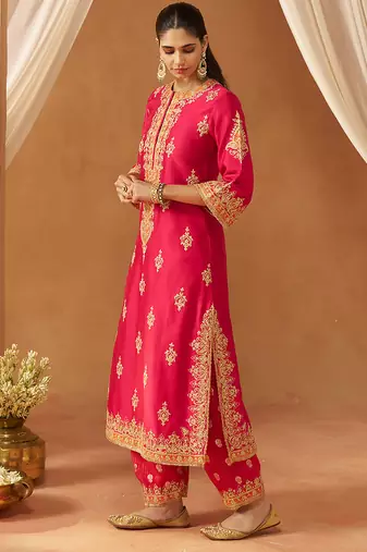 Hot pink kurta with salwar and dupatta