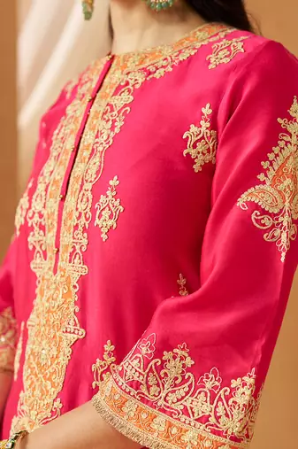 Hot pink kurta with salwar and dupatta