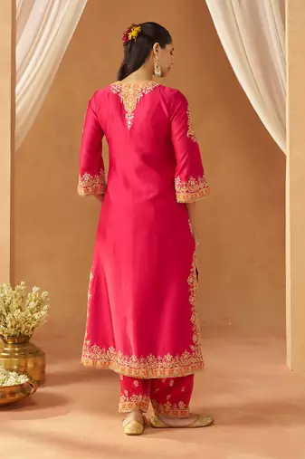 Hot pink kurta with salwar and dupatta