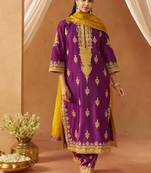 Deep purple kurta with salwar and dupatta