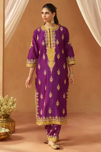Deep purple kurta with salwar and dupatta