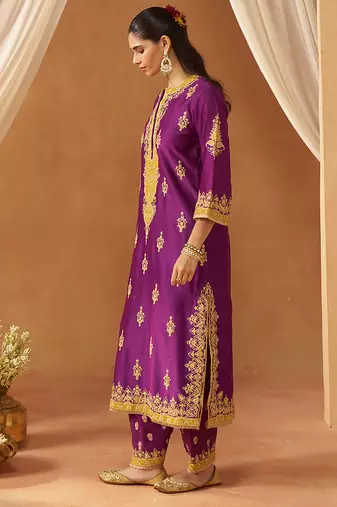 Deep purple kurta with salwar and dupatta