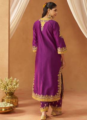 Deep purple kurta with salwar and dupatta 4