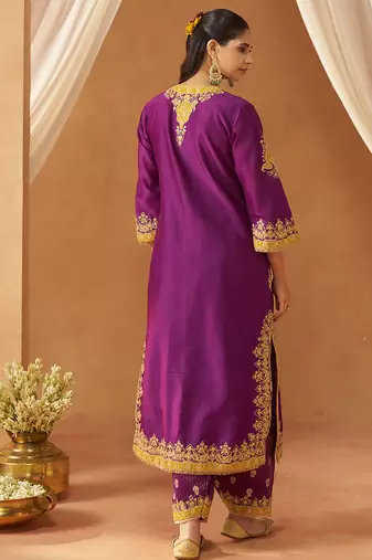Deep purple kurta with salwar and dupatta