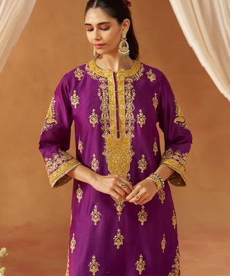 Deep purple kurta with salwar and dupatta 5